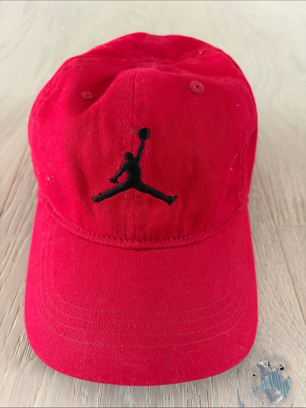 Jordan Red Kids Baseball Cap with Black Jumpman Logo